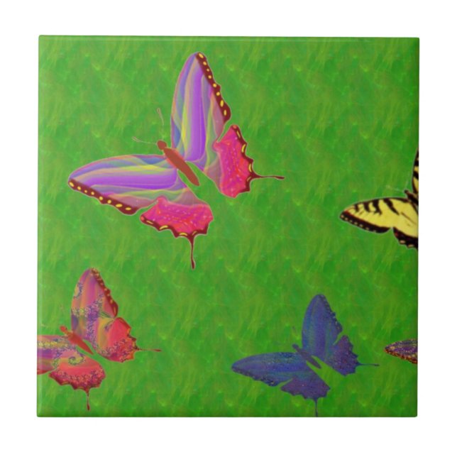 Abstract Buttreflies Ceramic Tile (Front)