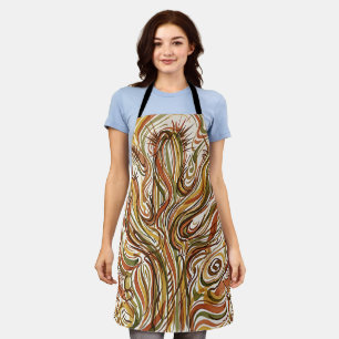 Abstract Cactus Earth Tone Ink Modern Apron