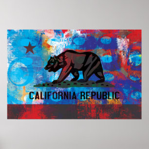 Abstract California Flag Poster