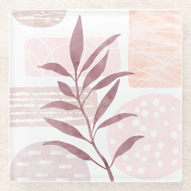 Abstract Calming Watercolor Shapes Glass Coaster (Front)