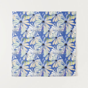 Abstract camomiles on a blue background. tapestry