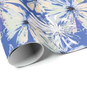Abstract camomiles on a blue background.  wrapping paper