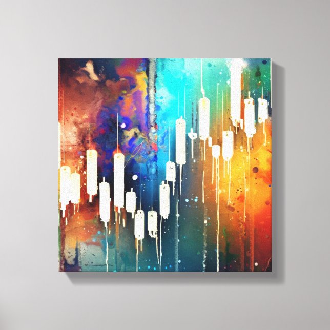 Abstract candlestick chart painting canvas print (Front)