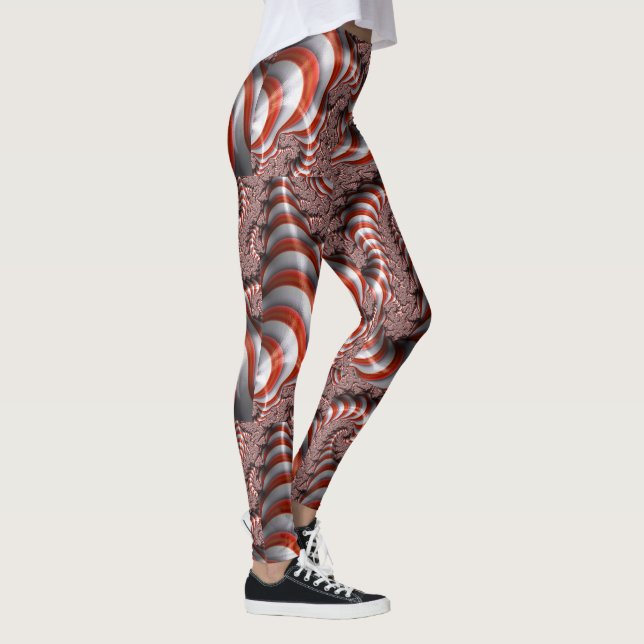 Abstract Candy Cane Christmas Patterned Leggings (Right)