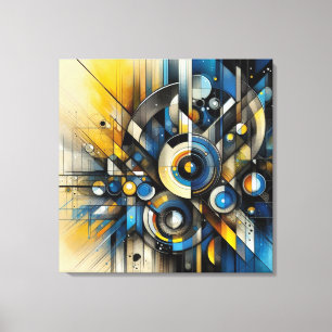 Abstract Canvas Print in Blue, Yellow, Black