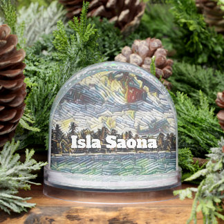 Abstract Caribbean Beach Brick Art Isla Saona Snowglobe