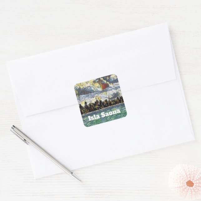 Abstract Caribbean Beach Brick Art Isla Saona Square Sticker (Envelope)