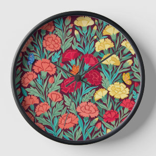Abstract Carnations Butterflies Art Clocks