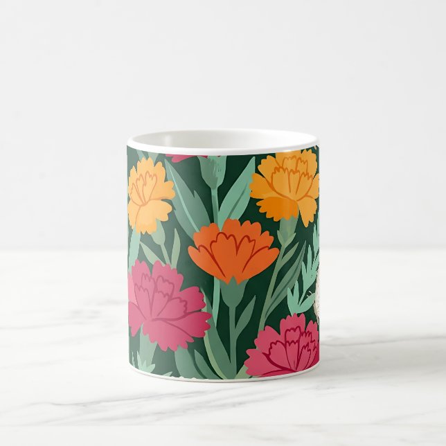 Abstract Carnations Butterflies Coffee Mug (Center)