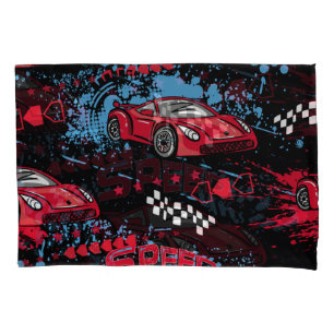 Abstract cars, grunge childish pattern. pillowcase