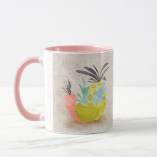 Abstract cartoon carrots pineapples fruits food re mug
