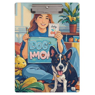 Abstract Cartoon dog mum puppy Clipboard