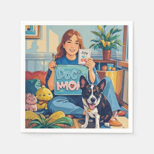 Abstract Cartoon dog mum puppy Napkin