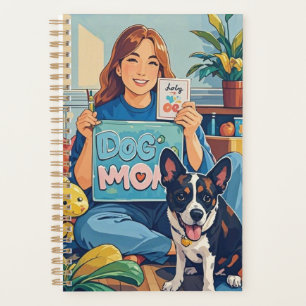 Abstract Cartoon dog mum puppy Planner