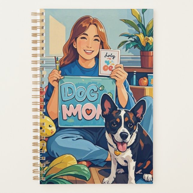 Abstract Cartoon dog mum puppy Planner (Front)