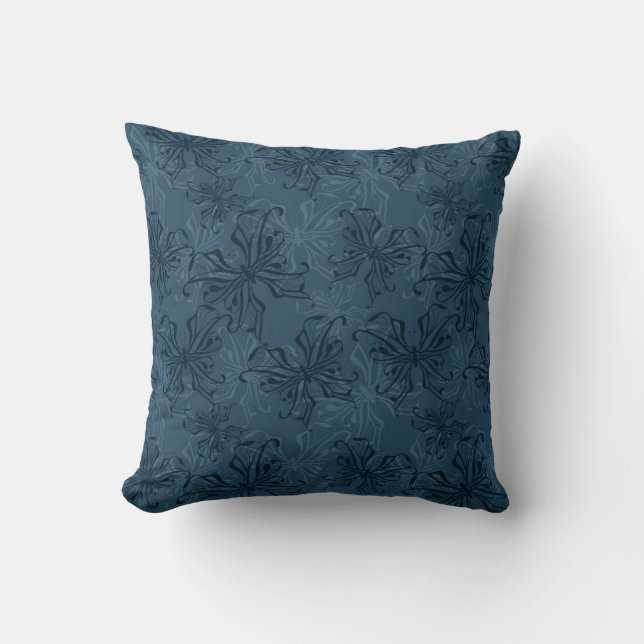 Abstract cartoon ornamental butterfly navy black m cushion (Front)