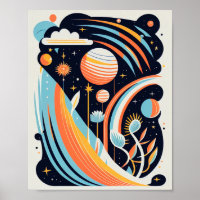 Abstract cartoon space planet. Modern cosmos