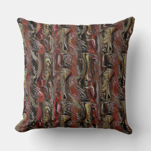 Abstract carved in mahogany and dark red cushion