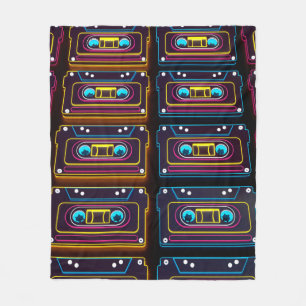 Abstract Cassette tape neon retro music of backgro Fleece Blanket