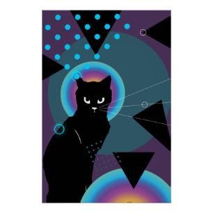 Abstract cat art poster 
