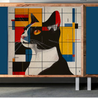 Abstract Cat Decoupage