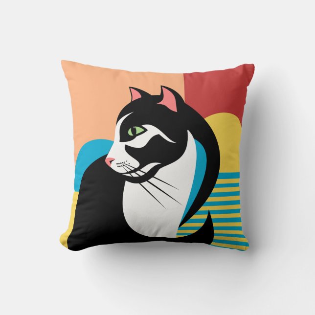 Abstract Cat Design Cushion (Front)