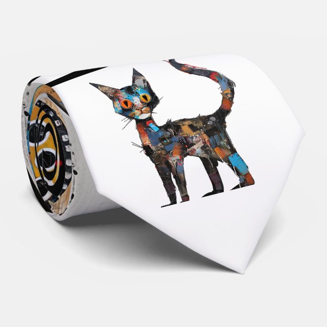 Abstract Cat Design Necktie (Rolled)