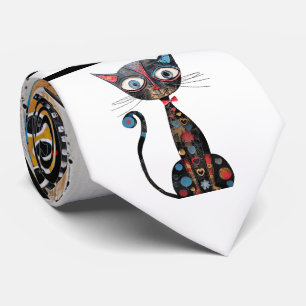 Abstract Cat Design Necktie