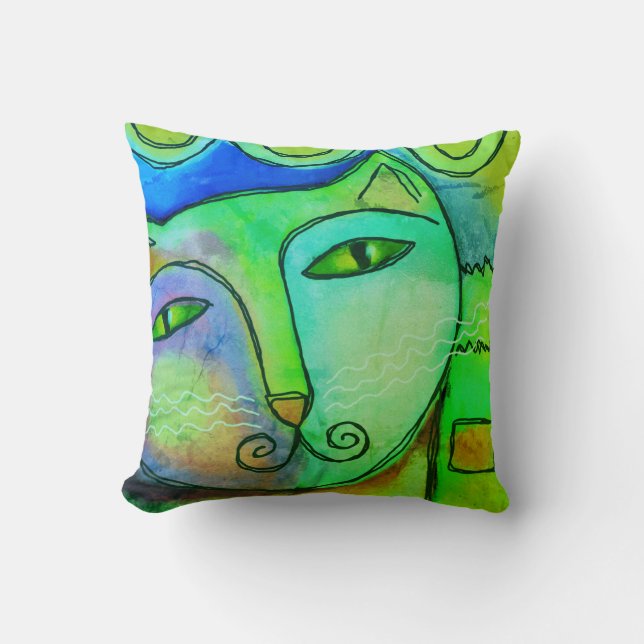 Abstract Cat Face Cushion (Front)