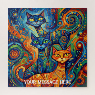 Abstract cat family portrait jigsaw puzzle