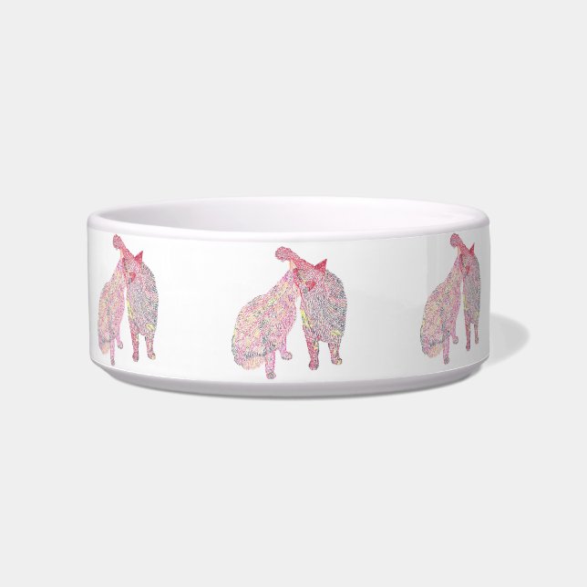 Abstract Cat Kiss Painting, Pet Dish (Front)