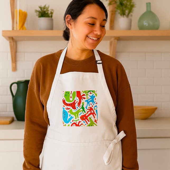 Abstract Cat Pattern Whimsical Modern Pet Art  Standard Apron (Creator Uploaded)
