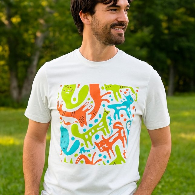 Abstract Cat Pattern Whimsical Modern Pet Art  T-Shirt (Creator Uploaded)