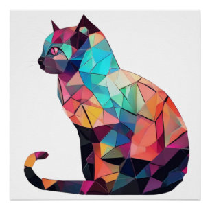 Abstract Cat Poster
