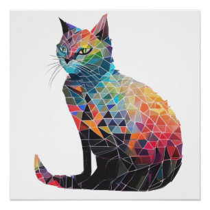 Abstract Cat Poster