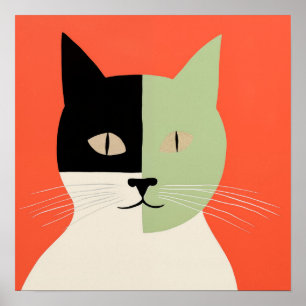 Abstract Cat Poster