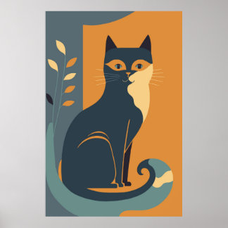 Abstract Cat Print Poster Home Decor