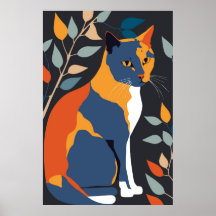 Abstract Cat Print Poster Home Decor