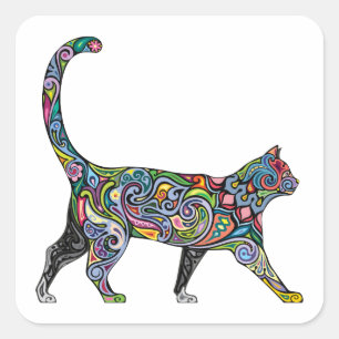 Abstract Cat Square Sticker