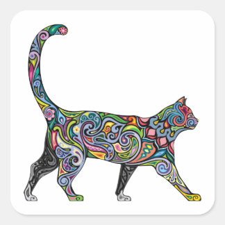 Abstract Cat Square Sticker