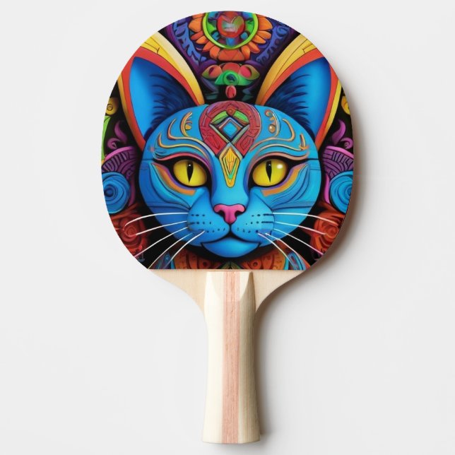 Abstract Cat With Yellow Eyes Ping Pong Paddle (Front)