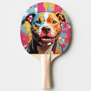 Abstract Cat With Yellow Eyes Ping Pong Paddle