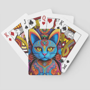 Abstract Cat With Yellow Eyes Playing Cards