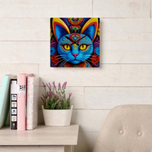 Abstract Cat With Yellow Eyes Square Wall Clock