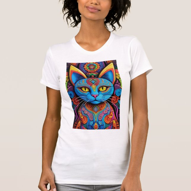 Abstract Cat with Yellow Eyes T-Shirt (Front)