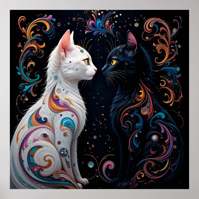 Abstract cats art poster (Front)