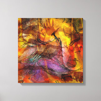 Abstract Cave Painting - Square Canvas Art