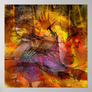 Abstract Cave Painting - Square Poster