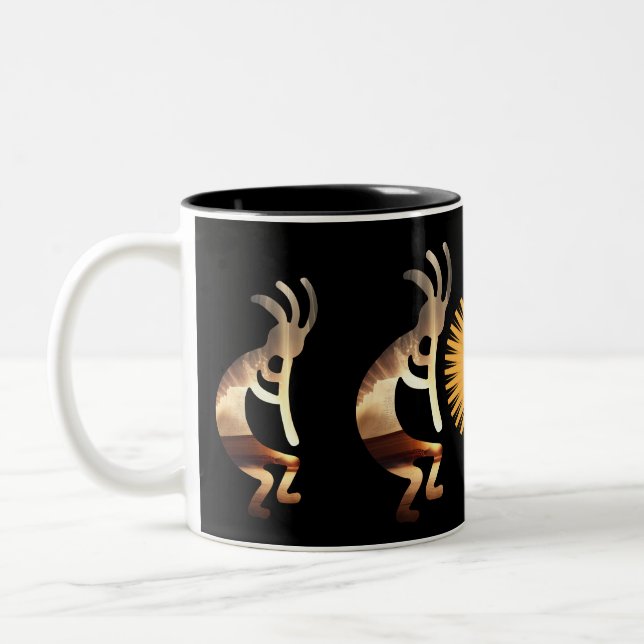 Abstract Cave Petroglyphs Kokopelli Two-Tone Coffee Mug (Left)
