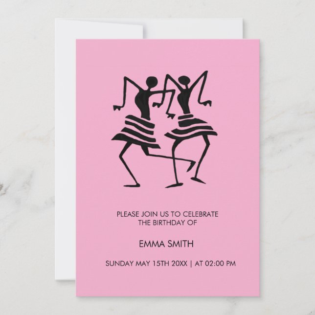 Abstract, Celebration Dancers Birthday Invitation (Front)